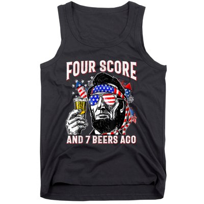 4th Of July Drinking Beer Patriot Four Score And 7 Beers Ago Tank Top