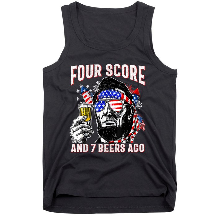 4th Of July Drinking Beer Patriot Four Score And 7 Beers Ago Tank Top