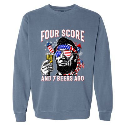 4th Of July Drinking Beer Patriot Four Score And 7 Beers Ago Garment-Dyed Sweatshirt