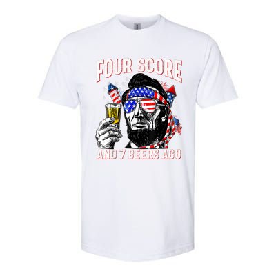 4th Of July Drinking Beer Patriot Four Score And 7 Beers Ago Softstyle CVC T-Shirt