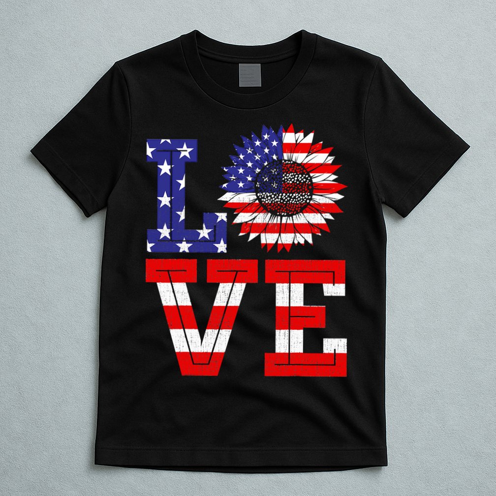 4th Of July Love Sunflower Patriotic T-Shirt