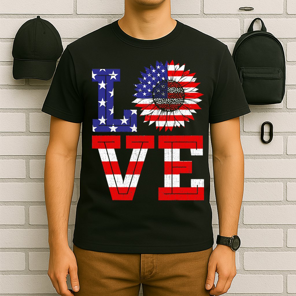 4th Of July Love Sunflower Patriotic T-Shirt