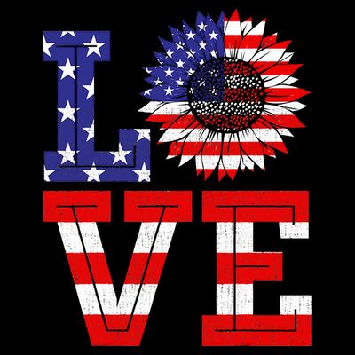 4th Of July Love Sunflower Patriotic T-Shirt