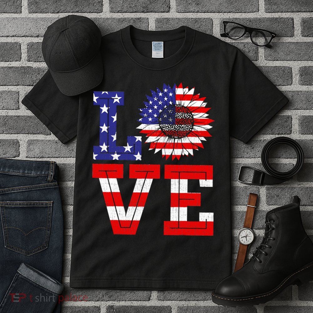 4th Of July Love Sunflower Patriotic Tall T-Shirt