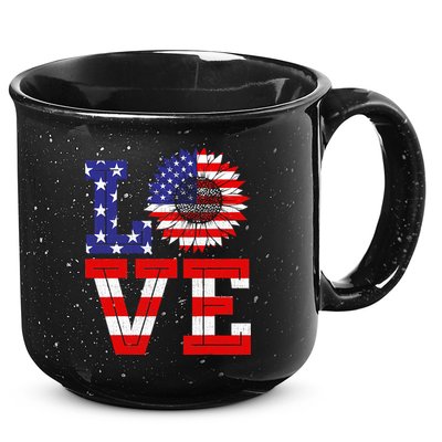 4th Of July Love Sunflower Patriotic 15oz Campfire Ceramic Mug