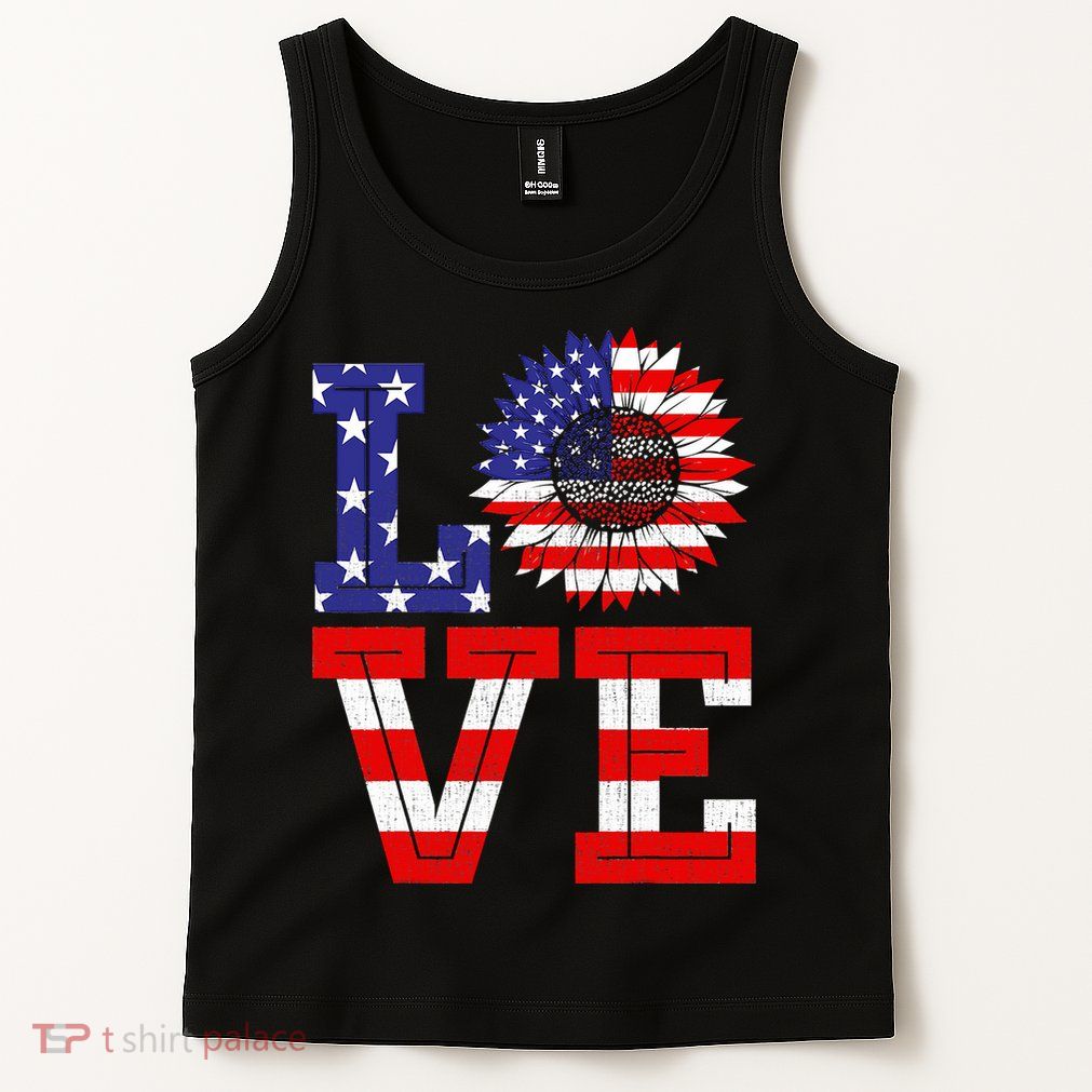 4th Of July Love Sunflower Patriotic Tank Top