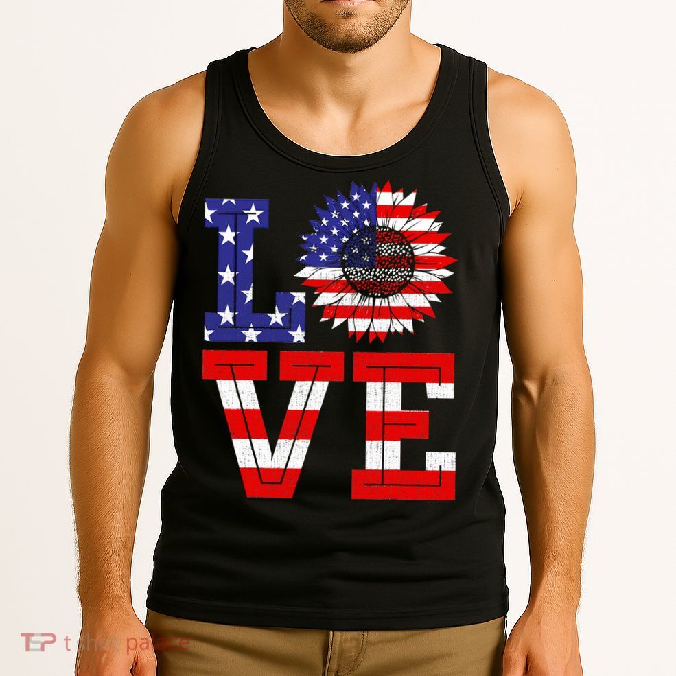 4th Of July Love Sunflower Patriotic Tank Top
