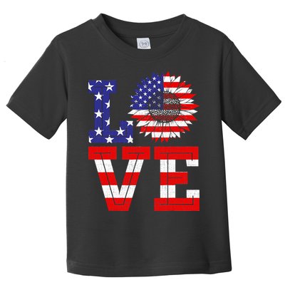 4th Of July Love Sunflower Patriotic Toddler T-Shirt