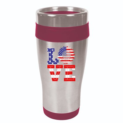 4th Of July Love Sunflower Patriotic 16oz Travel Tumbler