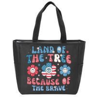 4th Of July Retro Land Of The Tree Because Of The Brave Gift Zip Tote Bag