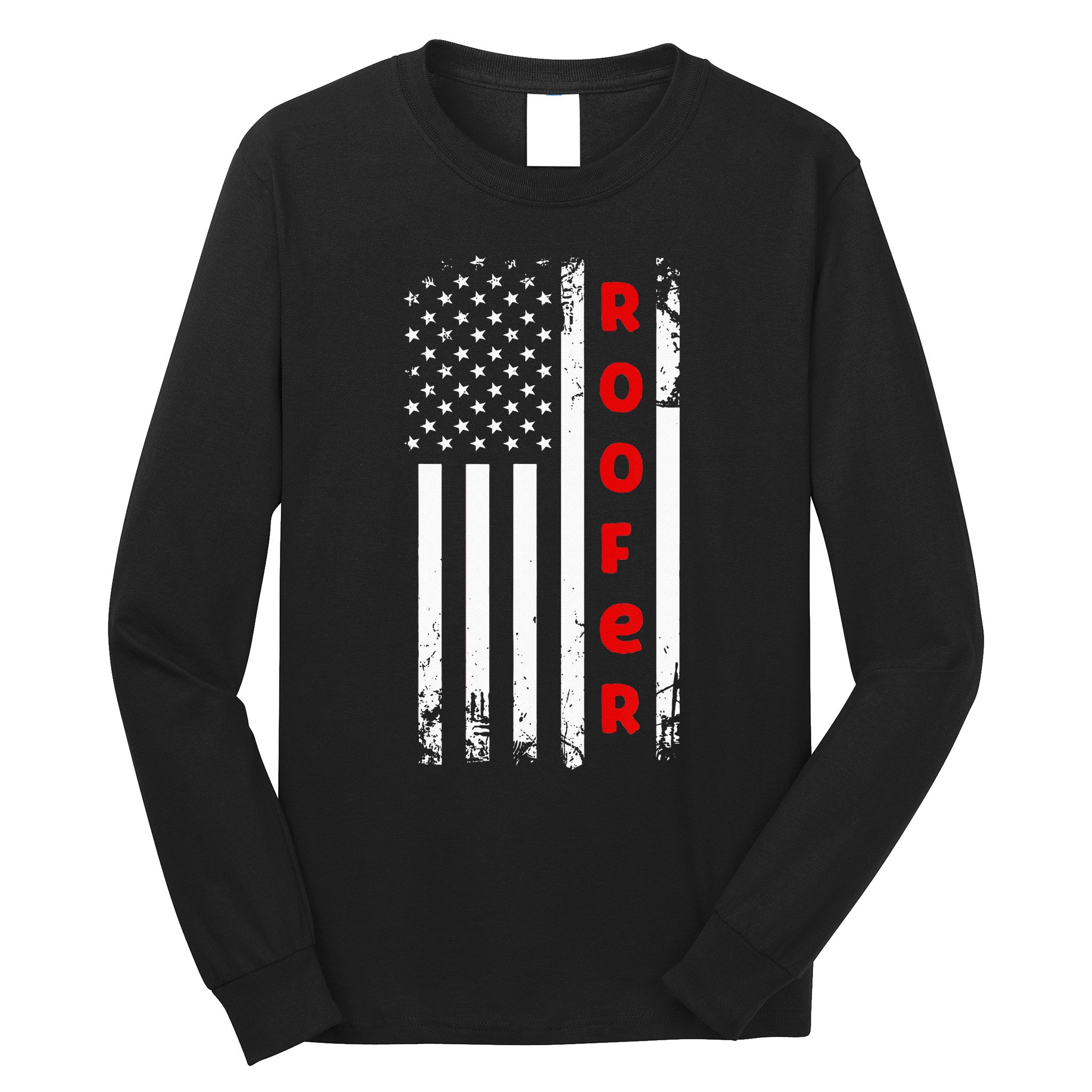 4Th Of July Vintage Amrican Flag Roofer Long Sleeve Shirt