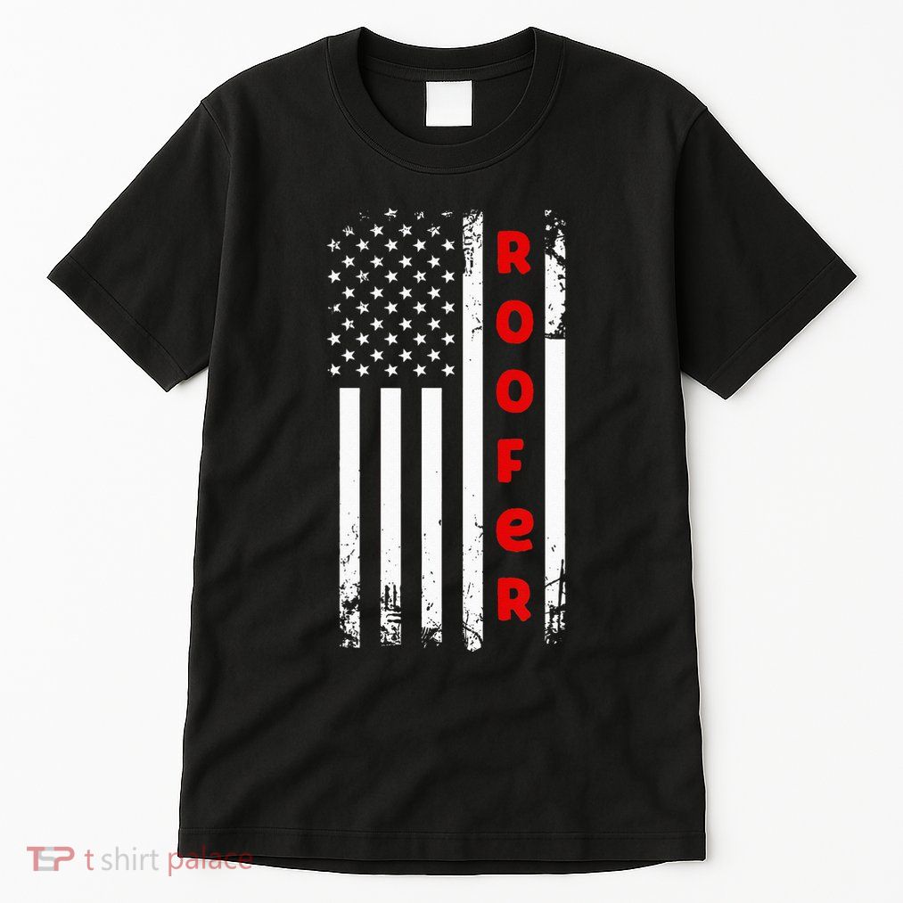 4Th Of July Vintage Amrican Flag Roofer Tall T-Shirt