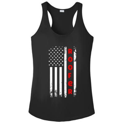 4Th Of July Vintage Amrican Flag Roofer Ladies PosiCharge Competitor Racerback Tank