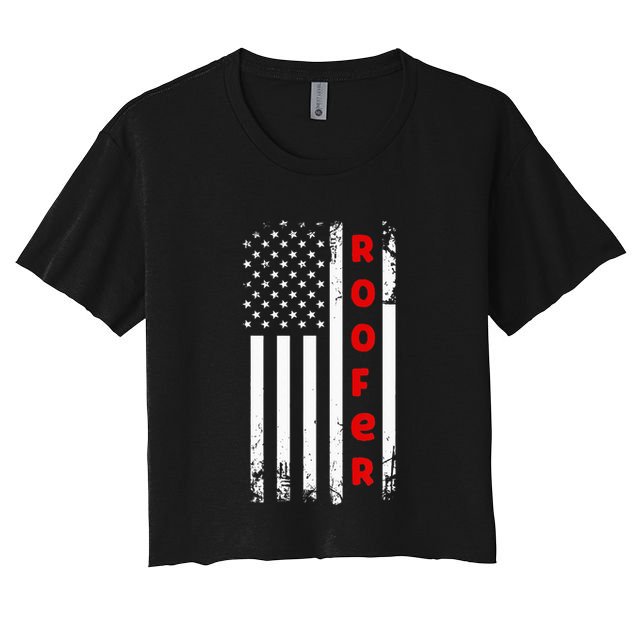 4Th Of July Vintage Amrican Flag Roofer Crop Top