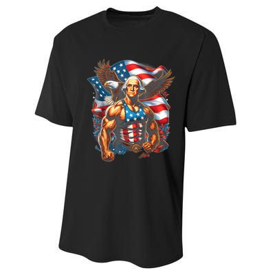 4th Of July Patriotic Funny George Washington July 4th Usa Performance Sprint T-Shirt