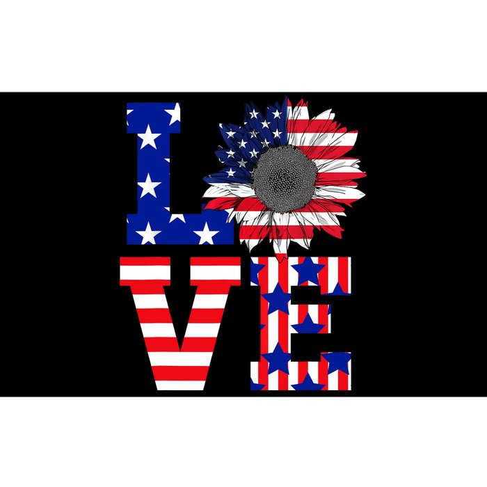 4th Of July Love Sunflower Patriotic American Flag Bumper Sticker