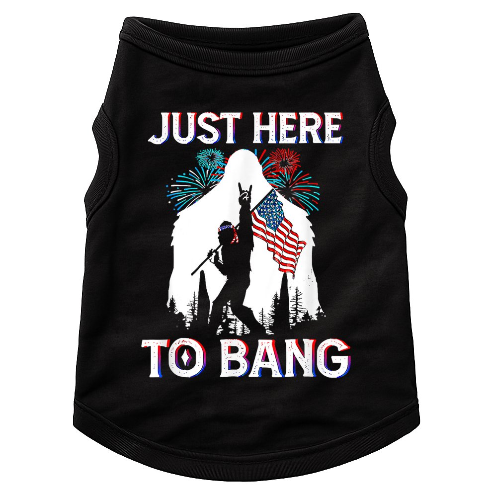 4th Of July Bigfoot Sasquatch Just Here To Bang Funny Doggie Tank