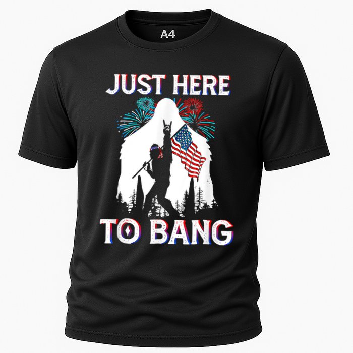 4th Of July Bigfoot Sasquatch Just Here To Bang Funny Performance Shirt