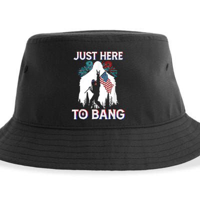 4th Of July Bigfoot Sasquatch Just Here To Bang Funny Sustainable Bucket Hat