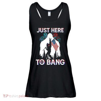 4th Of July Bigfoot Sasquatch Just Here To Bang Funny Ladies Essential Flowy Tank