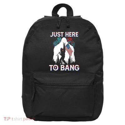 4th Of July Bigfoot Sasquatch Just Here To Bang Funny 16 in Basic Backpack