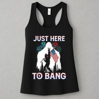 4th Of July Bigfoot Sasquatch Just Here To Bang Funny Womens Tank Top