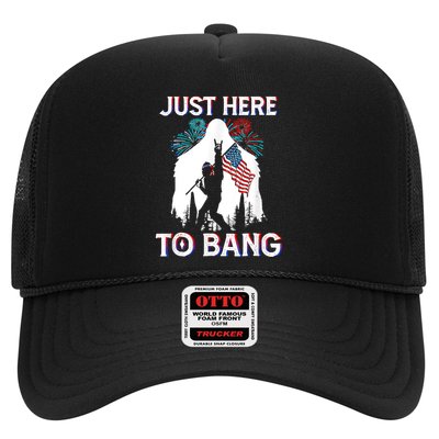 4th Of July Bigfoot Sasquatch Just Here To Bang Funny Trucker Hat