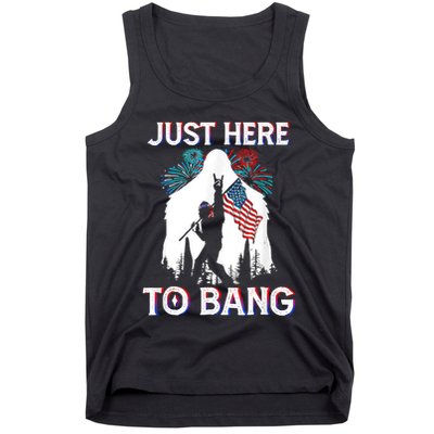 4th Of July Bigfoot Sasquatch Just Here To Bang Funny Tank Top