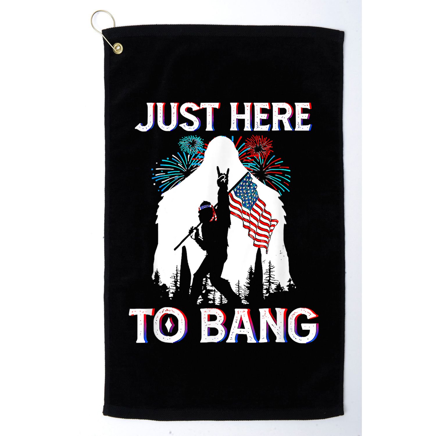 4th Of July Bigfoot Sasquatch Just Here To Bang Funny Golf Towel