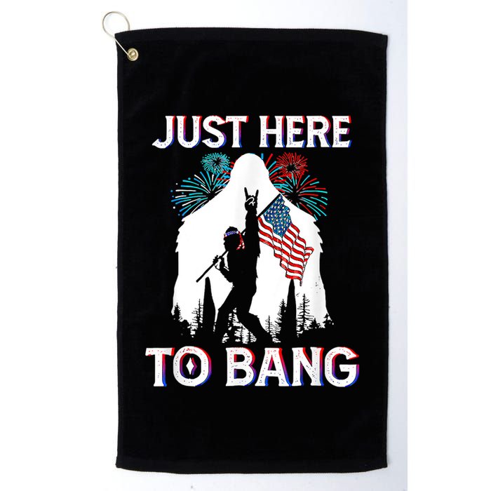 4th Of July Bigfoot Sasquatch Just Here To Bang Funny Golf Towel