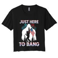 4th Of July Bigfoot Sasquatch Just Here To Bang Funny Crop Top