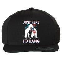 4th Of July Bigfoot Sasquatch Just Here To Bang Funny Wool Snapback Cap
