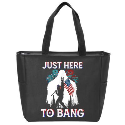 4th Of July Bigfoot Sasquatch Just Here To Bang Funny Zip Tote Bag