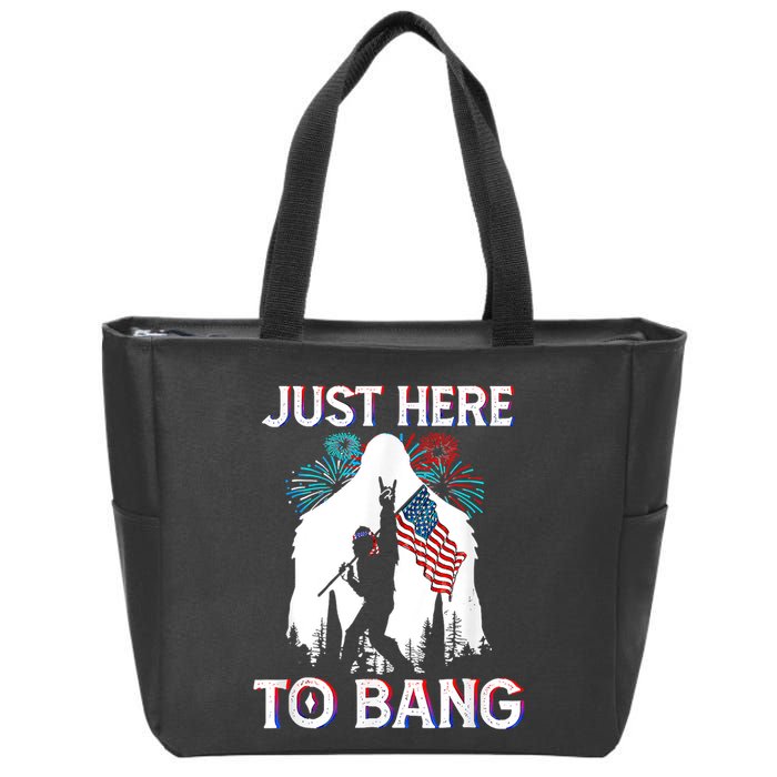 4th Of July Bigfoot Sasquatch Just Here To Bang Funny Zip Tote Bag