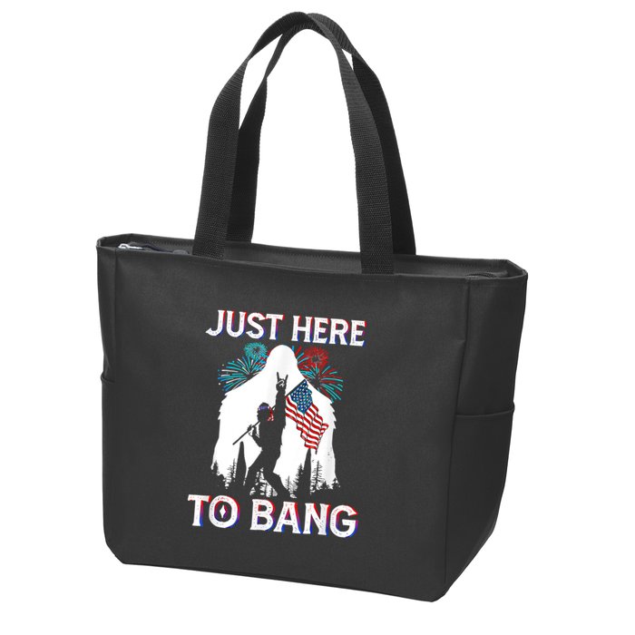 4th Of July Bigfoot Sasquatch Just Here To Bang Funny Zip Tote Bag