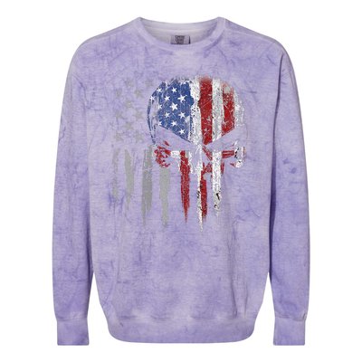 4th Of July For Women American Flag Skull Skeleton Colorblast Crewneck Sweatshirt