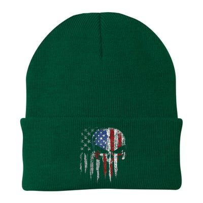 4th Of July For Women American Flag Skull Skeleton Knit Cap Winter Beanie