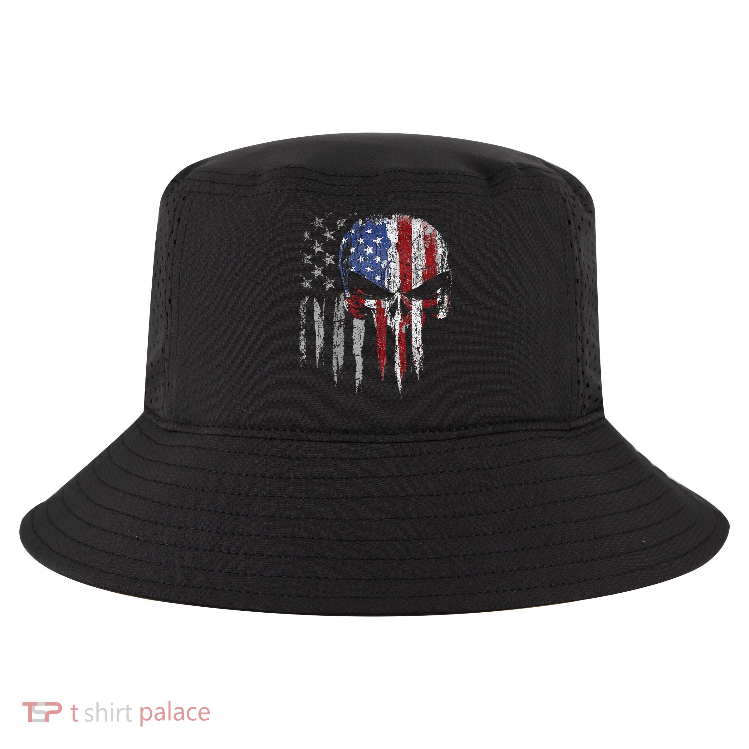 4th Of July For Women American Flag Skull Skeleton Cool Comfort Performance Bucket Hat