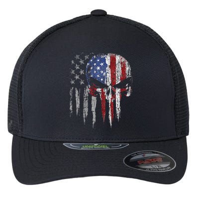 4th Of July For Women American Flag Skull Skeleton Flexfit Unipanel Trucker Cap