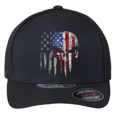 4th Of July For Women American Flag Skull Skeleton Flexfit Unipanel Trucker Cap