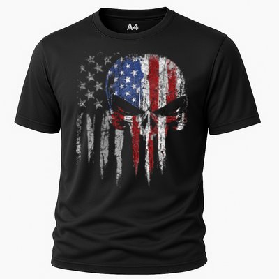 4th Of July For Women American Flag Skull Skeleton Performance Shirt