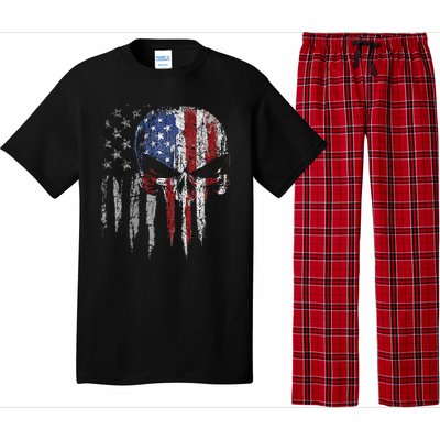 4th Of July For Women American Flag Skull Skeleton Pajama Set