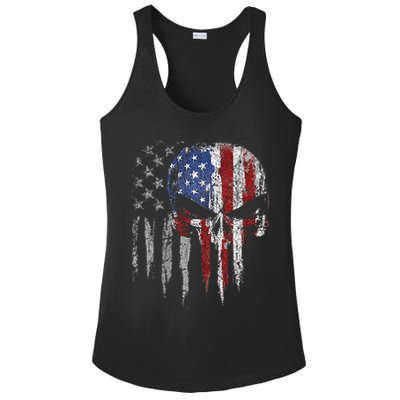 4th Of July For Women American Flag Skull Skeleton Ladies PosiCharge Competitor Racerback Tank