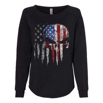 4th Of July For Women American Flag Skull Skeleton Womens California Wash Sweatshirt