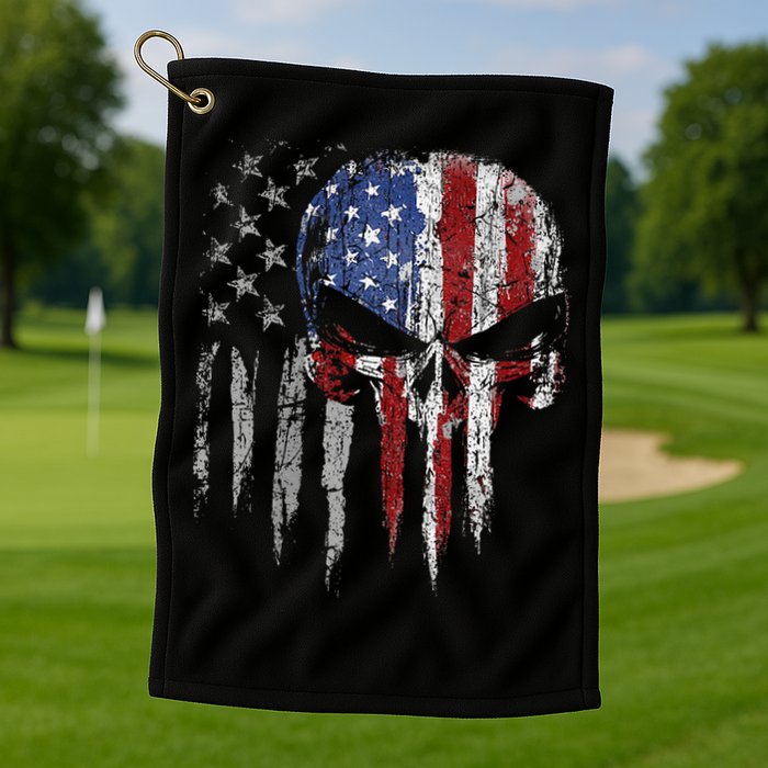 4th Of July For Women American Flag Skull Skeleton Golf Towel