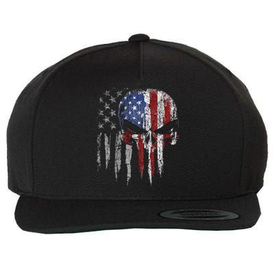 4th Of July For Women American Flag Skull Skeleton Wool Snapback Cap