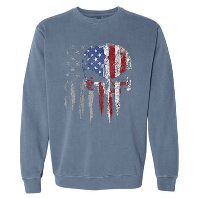 4th Of July For Women American Flag Skull Skeleton Garment-Dyed Sweatshirt