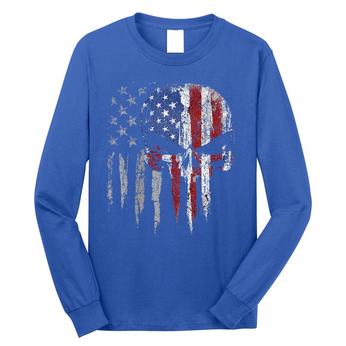 4th Of July For Women American Flag Skull Skeleton Long Sleeve Shirt