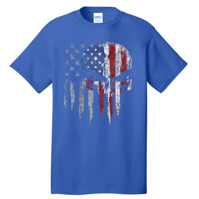 4th Of July For Women American Flag Skull Skeleton Tall T-Shirt