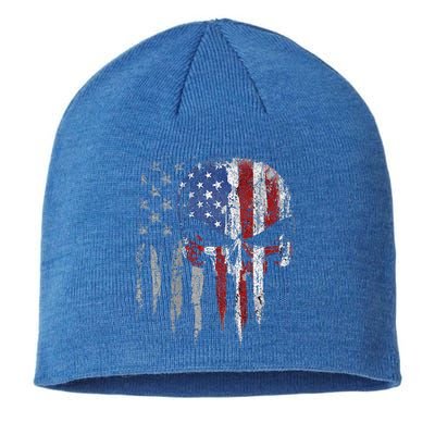 4th Of July For Women American Flag Skull Skeleton Sustainable Beanie